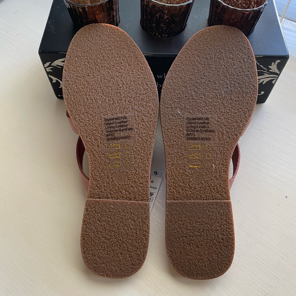 Madewell Rose Leather Boardwalk Crisscross Thong Sandals Size 6 - Picture 5 of 9